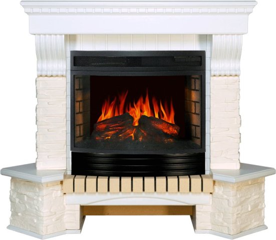 Каминокомплект Royal Flame Pierre Luxe сланец белый угловой c очагом Dioramic 25 FX