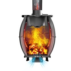 Печь-камин отопительно-варочная PROMetall Бахта серая