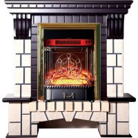 Каминокомплект Interflame Экстер М темный дуб с очагом Majestic FX M Brass