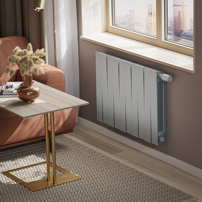 Биметаллический радиатор отопления Royal Thermo PianoForte 500 VDR80 8 секций Silver Satin