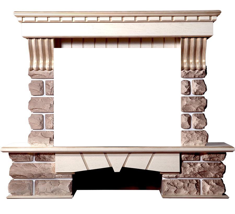 Портал Interflame Экстер Кавказ бежевый с золотой патиной под очаги Panoramic 33