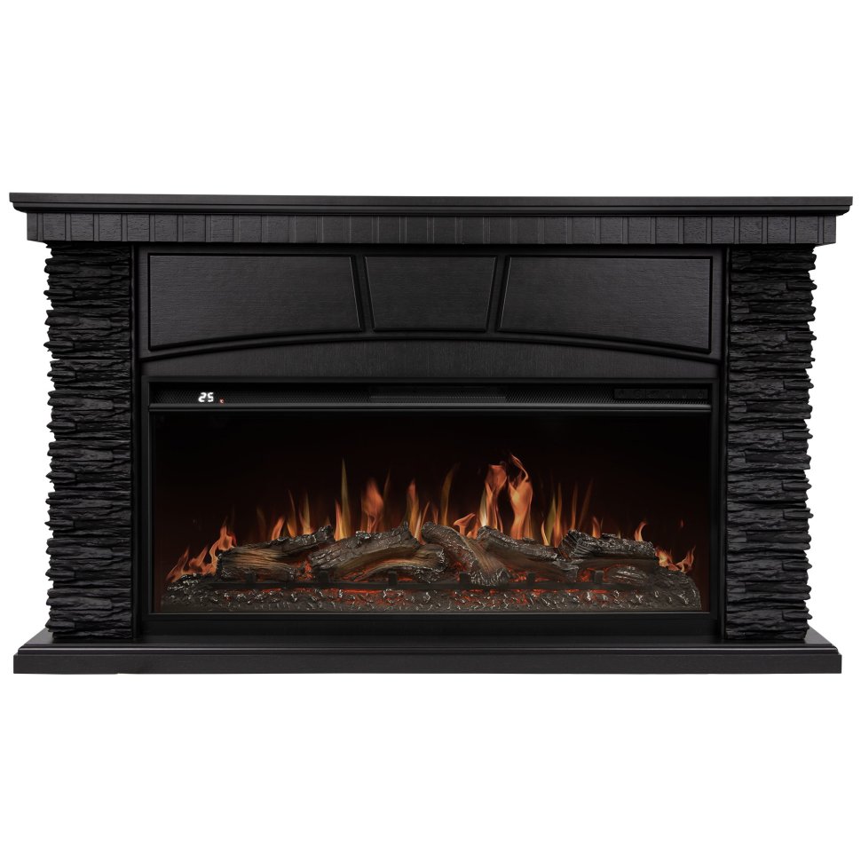 Каминокомплект Royal Thermo Aurora RTFP/P-AR40LS + портал Firelight Porto 42/40/36 камень черный/шпон венге