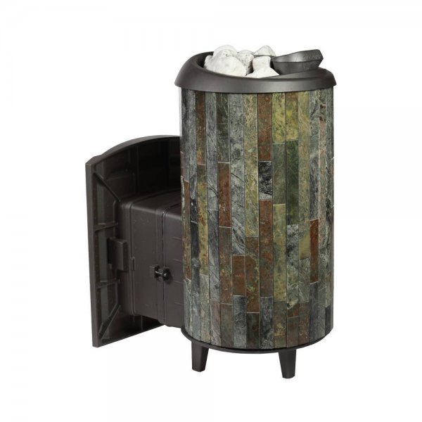 Печь банная PROMetall Атмосфера L в ламелях Жадеит наборный рисунок