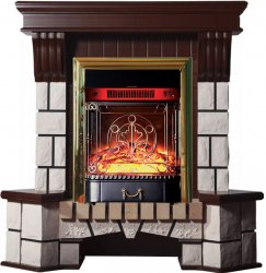 Каминокомплект Interflame Экстер М махагон угловой с очагом Majestic FX M Brass