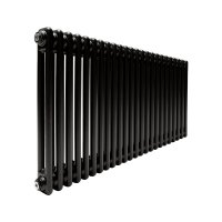 Стальной трубчатый радиатор Теплофорт ТР2057 24 секции боковое подключение 3/4 черный мат