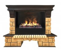 Каминокомплект RealFlame Stone Brick 26 AO с очагом 3D Cassette 630/Black вставка