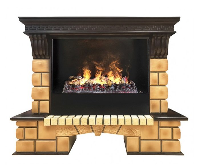 Каминокомплект RealFlame Stone Brick 26 AO с очагом 3D Cassette 630/Black вставка