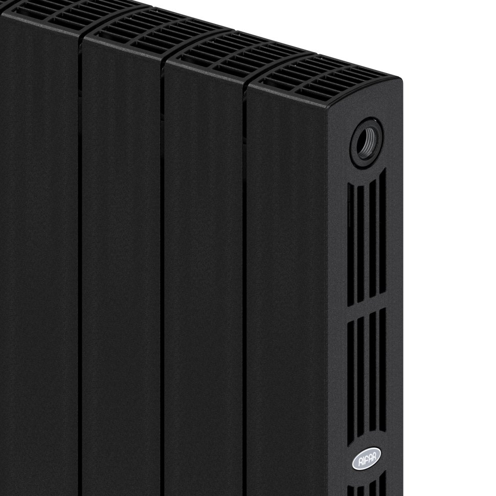 Биметаллический радиатор отопления Rifar Supremo 350 боковое подключение 6 секций антрацит