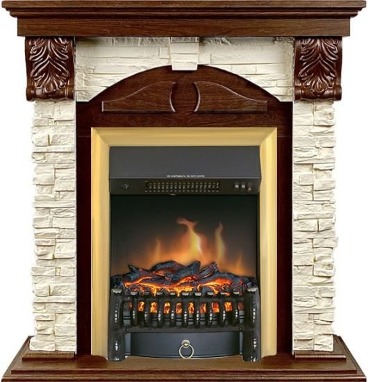 Каминокомплект Royal Flame Dublin (Разборный) с очагом Fobos FX Brass орех каньон/сланец