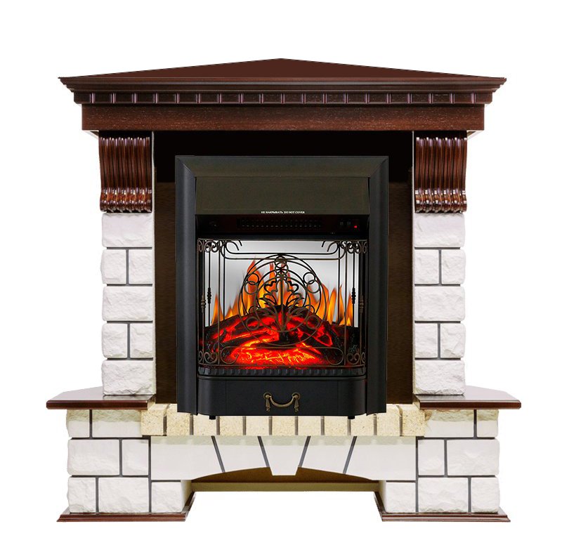 Каминокомплект Royal Flame Pierre Luxe угловой с очагом Majestic FX M Black