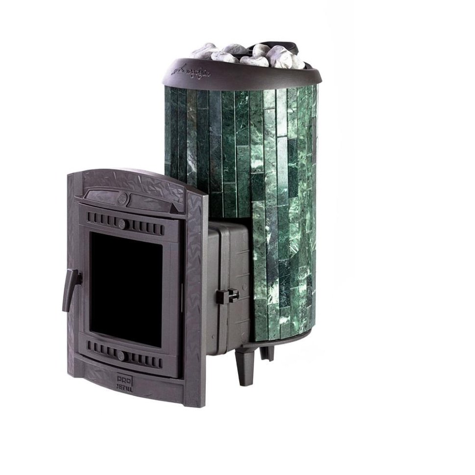 Печь банная PROMetall Атмосфера XL в ламелях Змеевик наборный рисунок