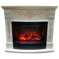 Каминокомплект Interflame Идальго с очагом Panoramic 25-30 LED 3D бежевый с патиной