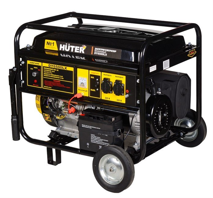 Бензиновый электрогенератор Huter DY6500LX с колесами