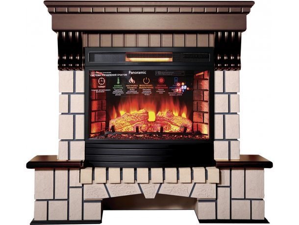 Каминокомплект Interflame Экстер средний дуб с очагом Panoramic 06 25 LED FX QZ