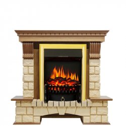 Каминокомплект Royal Flame Pierre Luxe шампань с очагом Fobos FX Brass