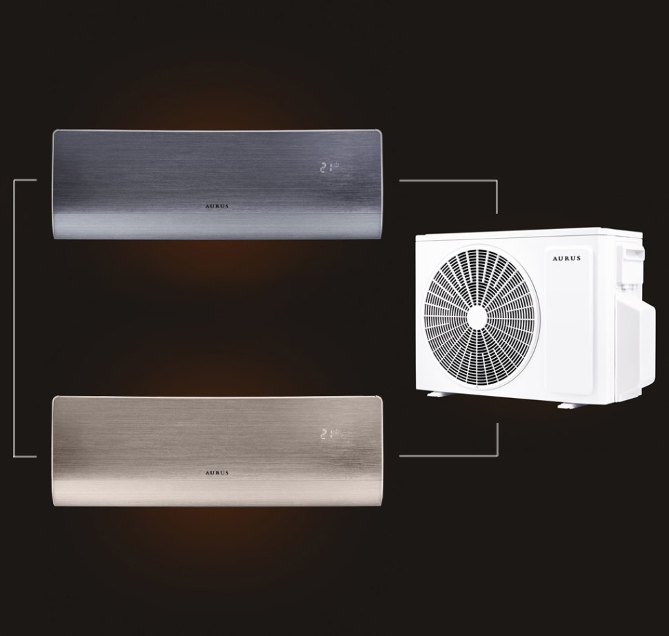 Мульти сплит-система на 2 комнаты 35+25 м2 AURUS ADI/in-12HN8/BLACK+ADI/in-09HN8/GOLD/ADMI/out-24H3N8 D Series