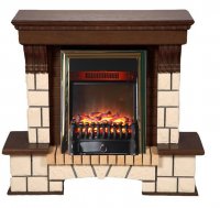 Каминокомплект Interflame Экстер средний дуб с очагом Fobos FX M Brass